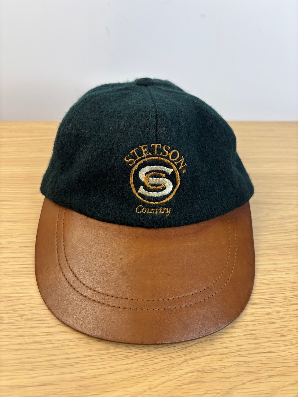 Rare Vintage Stetson Country Green Wool Leather Brim Baseball Style Cap